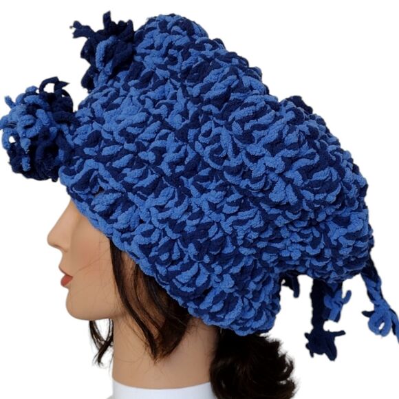 Slouchy, Beret Type Hat OOAK Handmade Crochet Free Hand Women's One Size - Picture 4 of 14